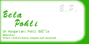 bela pohli business card